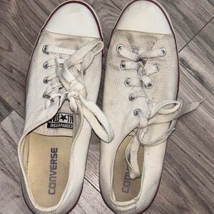 Converse White Canvas Sneakers with Red Trim